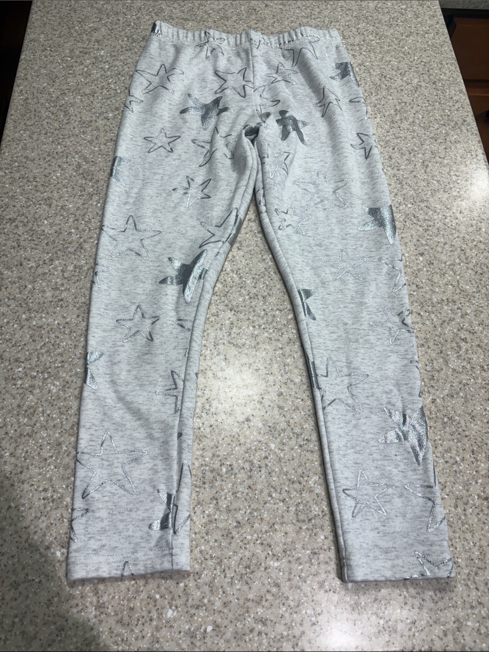 Carters size 12 fleece lined leggings gray with silver metallic stars